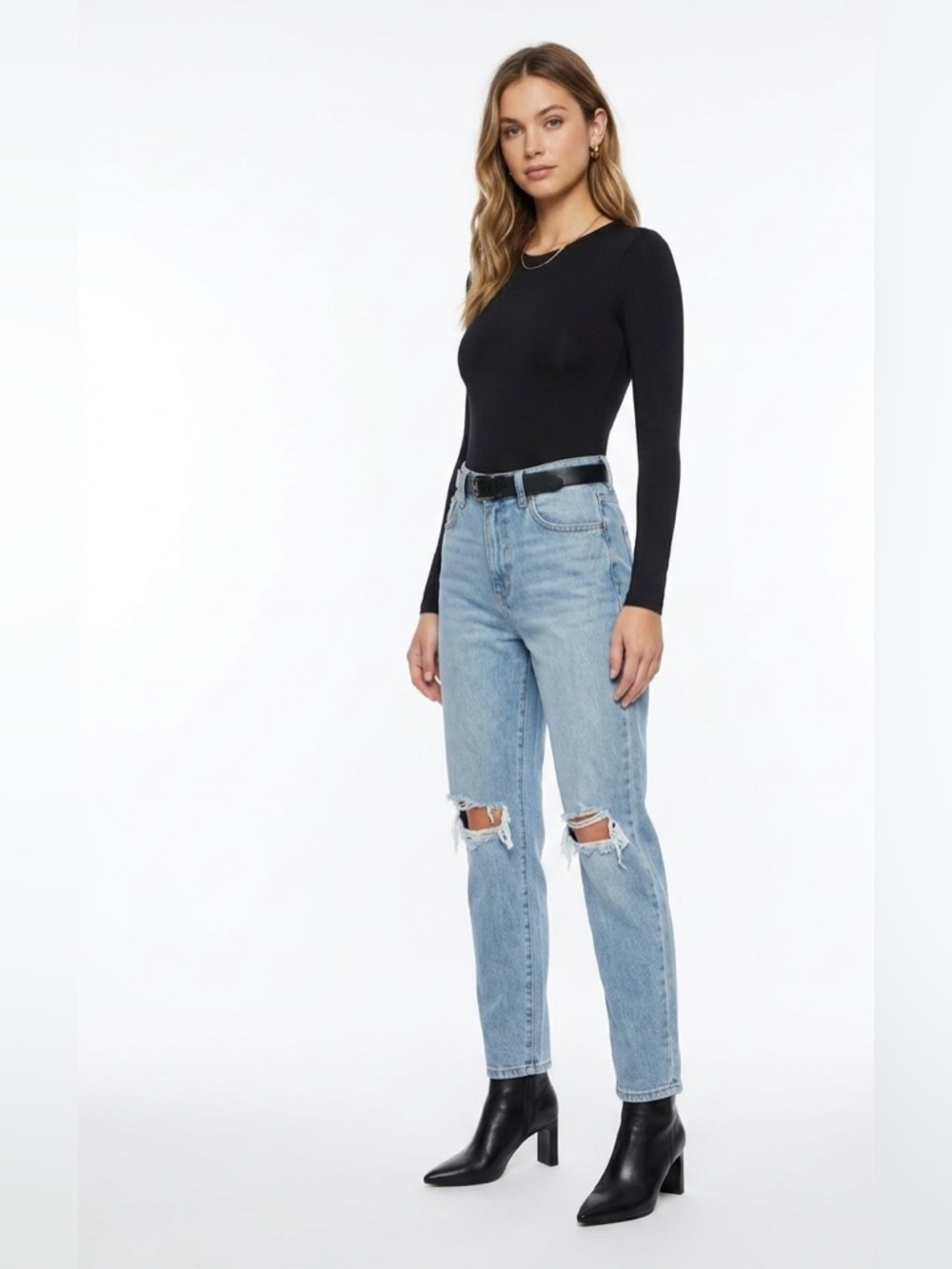 Vibrant M.I.U. $75 High Rise Distressed Straight Leg Jeans Sz 4/27 made in USA - Picture 2 of 10